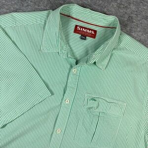 Simms Shirt Adult Mens XXL Green Mint Short Sleeve Button Up Fishing Outdoors